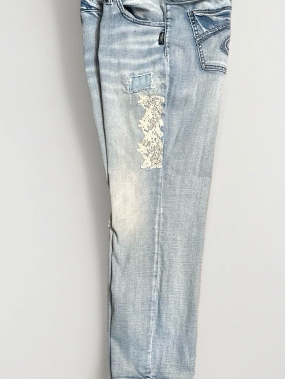 Silver Super stretch Boyfriend low rise distressed jeans - Picture 8 of 10
